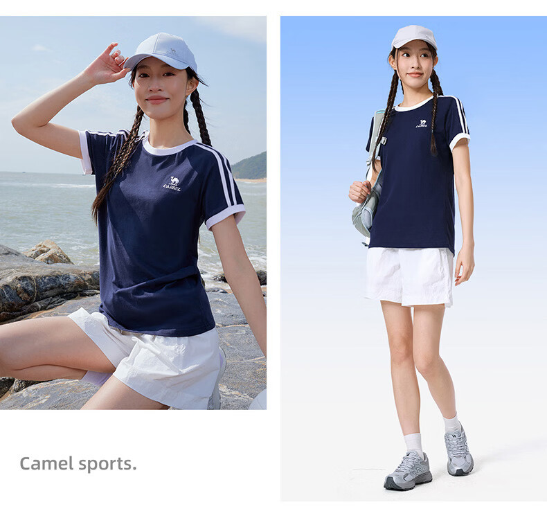 CAMEL Dilireba Style Short Sleeve Soft Cotton T-Shirt Unisex Summer New Loose Casual Sports Top 28