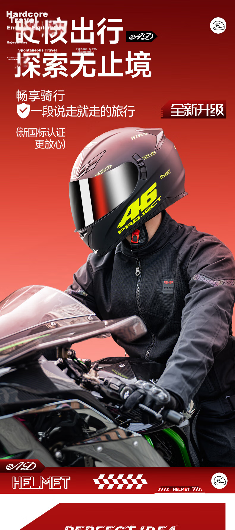 AD Motorcycle Helmet 3C Certified Unisex Winter Warm Anti-Fog Full Face DOT Standard New National Standard Class A Four-Season Electric Scooter Safety Helmet K3 Black Phantom 1