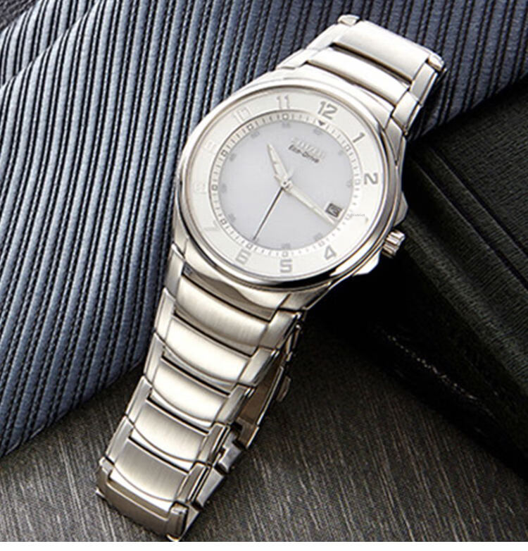 CITIZEN Men's Japanese-Korean Solar-Powered Watch Black Dial Steel Band Fashionable Men's Watch Father's Day Gift AT0161-56E 7