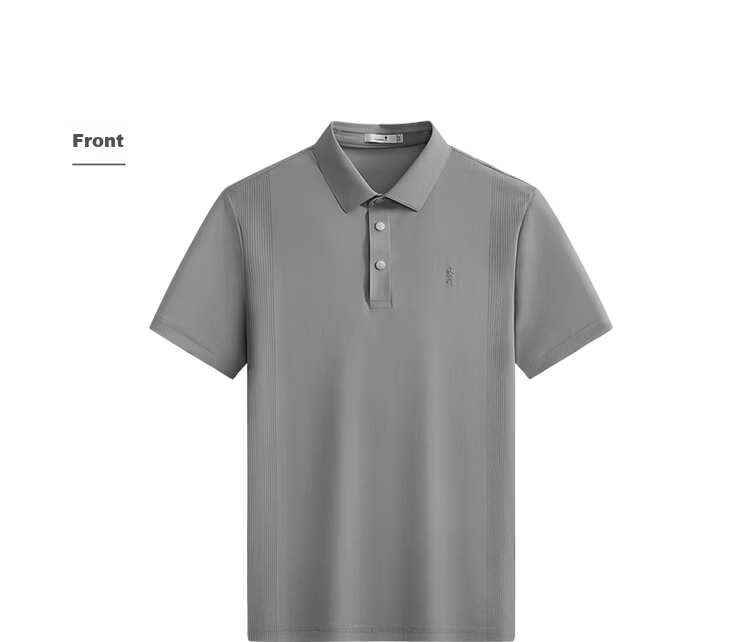 Dance with Wolves [Cool to the Touch] Lightweight High Elasticity Turn-down Collar Summer Small Check Ice Silk Short Sleeve Polo Shirt Men 008 Green Gray L 17