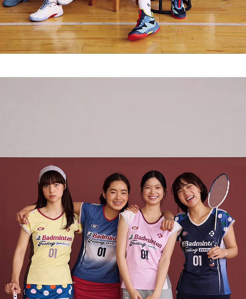 KUMPOO (KUMPOU) Badminton Shirt for Women, Short-Sleeved Quick-Dry Sports Jersey, Collaboration with Crying Center, Competition Uniform ACT261608-Blue 2XL 12