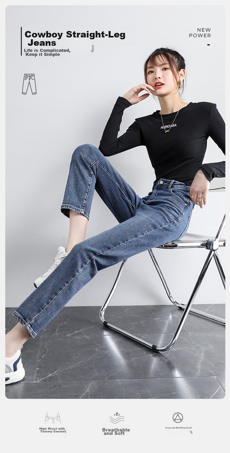 Jeanswest Vintage Low-Waist Slim Fit Stretch Flared Jeans for Women, Dark Blue XL 1