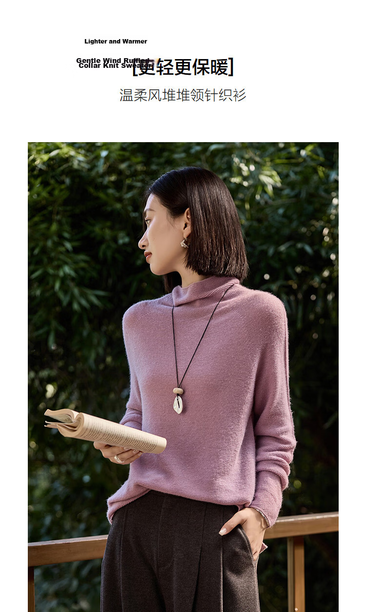 Demana【Sheep Wool and Cashmere Blend】Autumn Soft Style Turtleneck Loose Fit Knit Sweater for Women 5