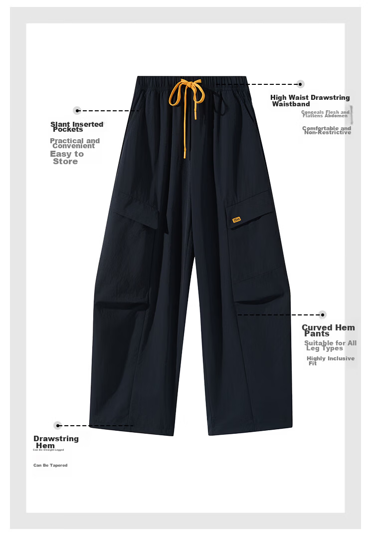 Women's Free Style Cargo Pants Summer Thin 2026 New High Waist Slimming Curved Knife Casual Hiking Loose Wide Leg Paratrooper Pants 3