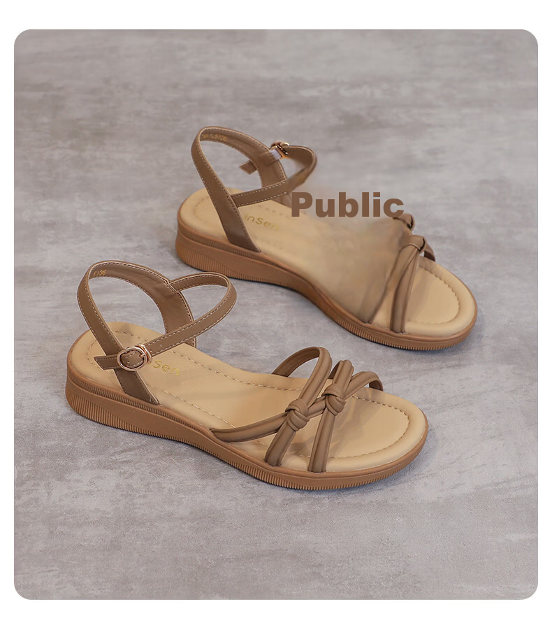 MULINSEN Women's New Commuter Elegant Roman Sandals Breathable Lightweight Summer Sandals Beige Size 39 20