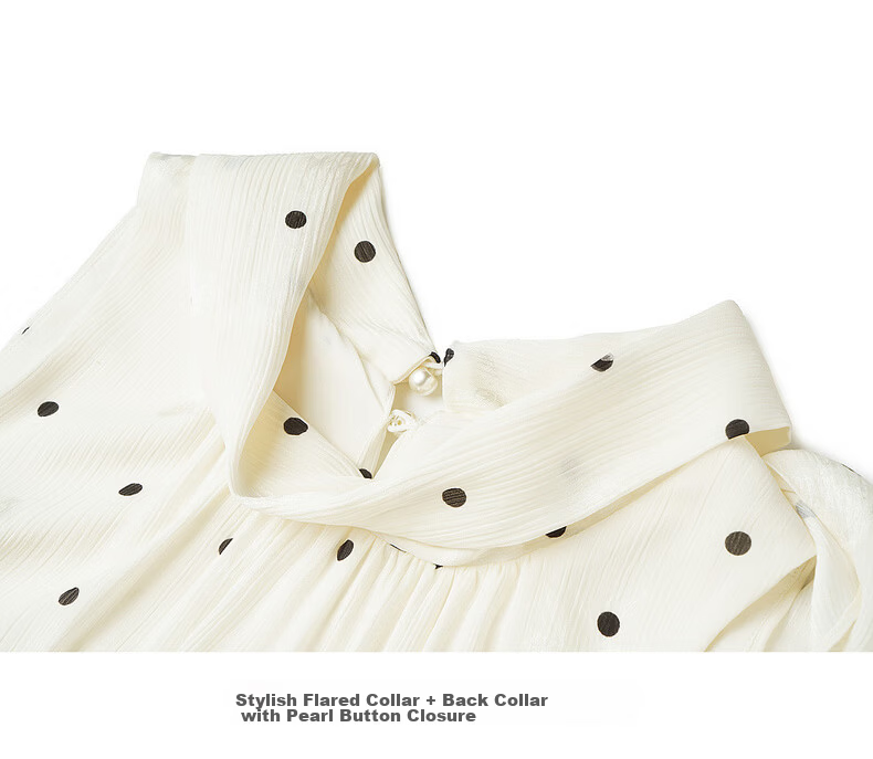 Olrain French Style Polka Dot Ruffled Neck Tie Loose Sleeveless Long Dress for Women, Polka Dot, Size S 23
