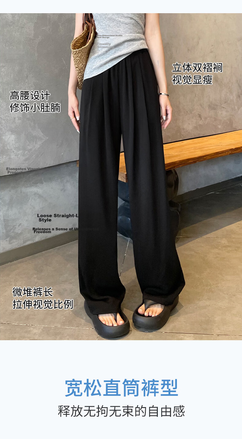 Langsha Women's Ice Silk Wide-Leg Pants Summer Thin Draped Loose Sun-Protective Casual Straight-Leg Yamamoto Style Pants 6