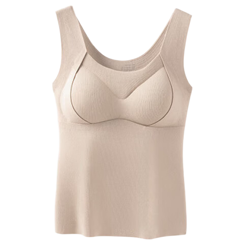 MiiOW Women's Thermal Underwear, Ladies' Wool And Silk Double-Sided Fleece Thermal Wear, Warm Vest with Chest Pads, Basic Base Layer