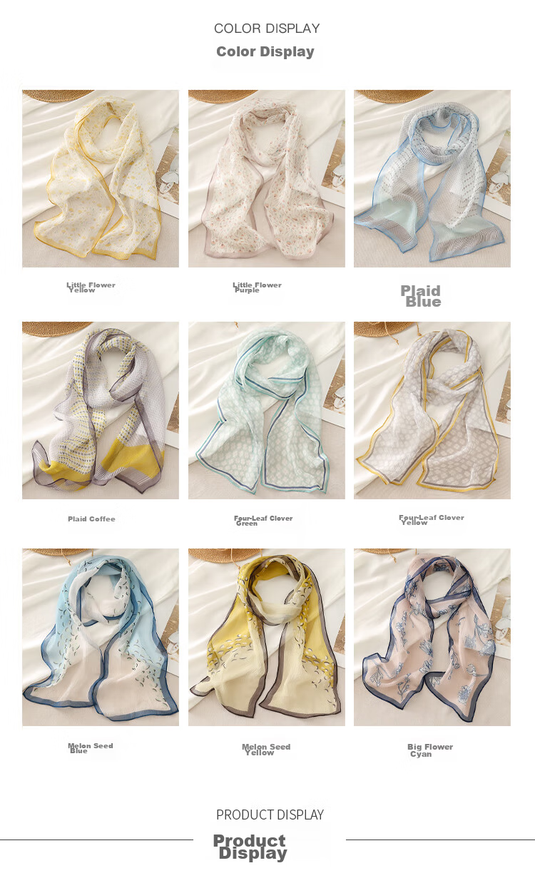 Shanghai Story Women's Summer Printed Silk Scarf 100% Mulberry Silk Neck Scarf Commuter Gift for Girlfriend Valentine's Day 7