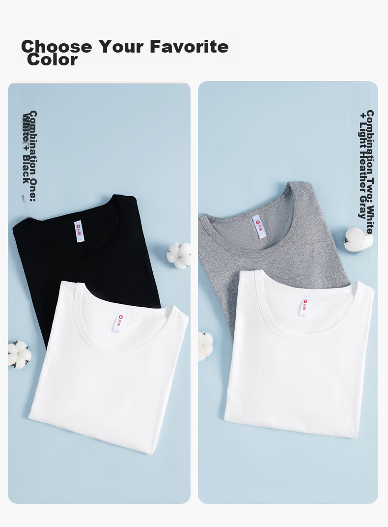 Fenteng Men's Base Layer T-Shirts 2-Pack 100% Cotton Short Sleeve Summer 2026 Basic Men's Undershirts Father's Day Gift 8
