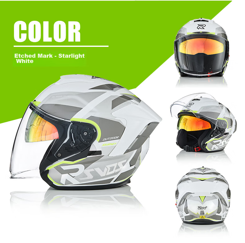 RSV Motorcycle Helmet 3C Certified Unisex Four-Season Half Helmet Dual Visor Windproof Electric Bike Bluetooth Earphones 3XL 19