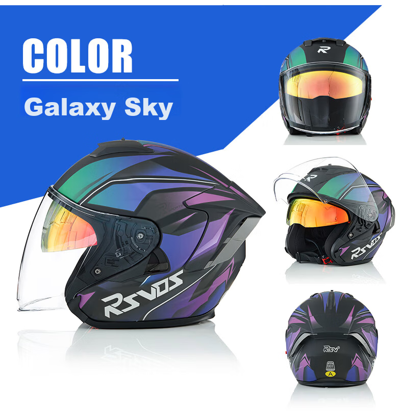 RSV Motorcycle Helmet 3C Certified Unisex Four-Season Half Helmet Dual Visor Windproof Electric Bike Bluetooth Earphones 3XL 20