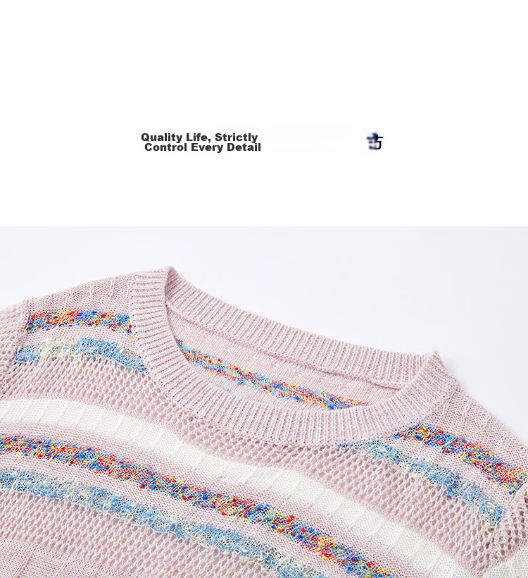 Demana【Mulberry Silk and Wool Blend】Spring Vintage Colorblock Striped Slim Fit Petite Women's Knit Sweater 12