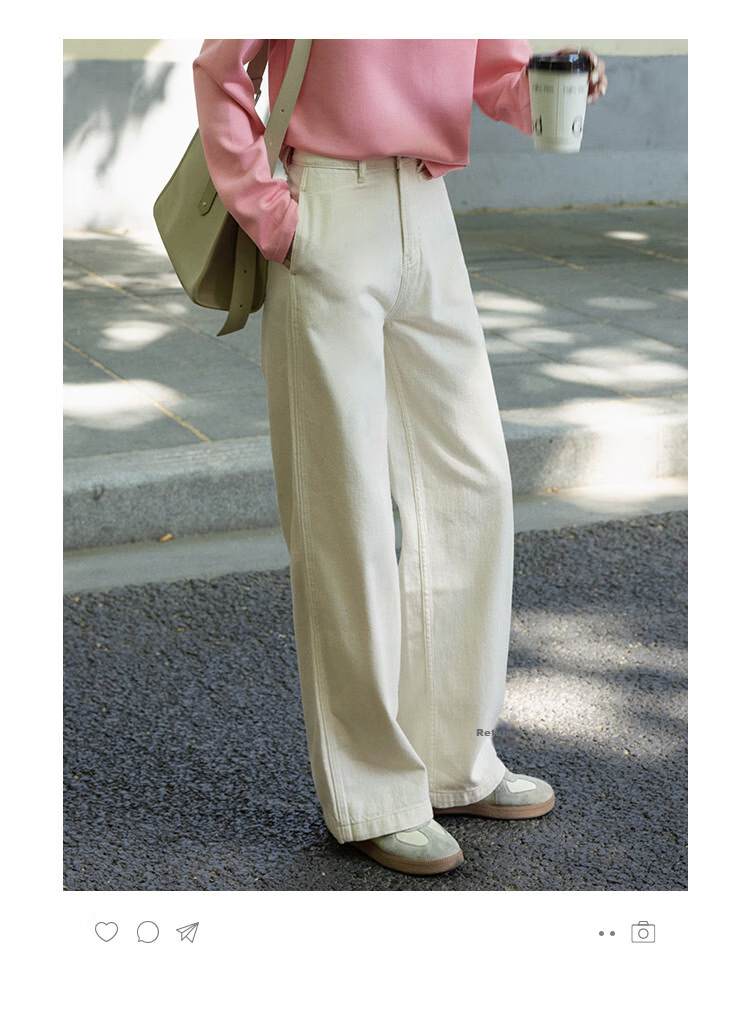 MT [Korean-Japanese Casual Style] Autumn Fashion Simple Solid Color Loose Straight-Leg Denim Jeans 3