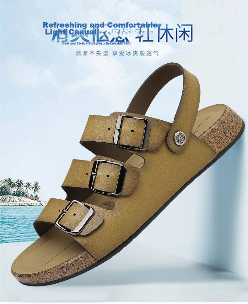 Aokang Summer Men's Casual Beach Sandals Black Size 42 1