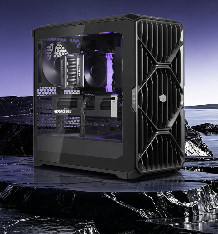 CoolerMaster HAF II 500 EATX Computer Case Master Sliding Rail/22040 Thickened Fan/Dual Mode GPU Bracket/Supports 4 Dual-Slot GPUs/Top-tier IO Panel 2