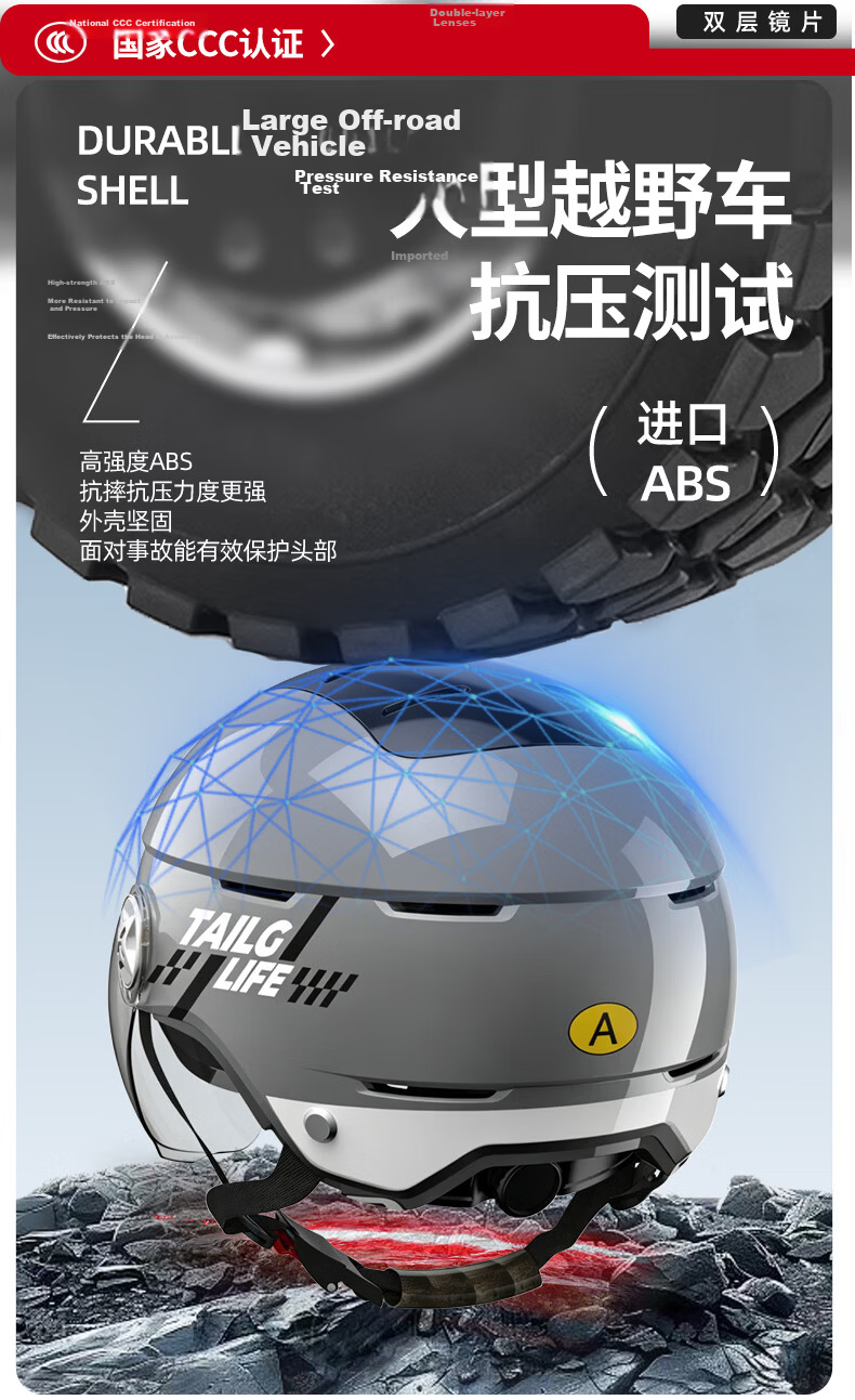 Tailg Helmet Motorcycle Electric Bike Helmet Unisex Summer Riding Half Helmet 3C Certified Skylight Model - Black 9
