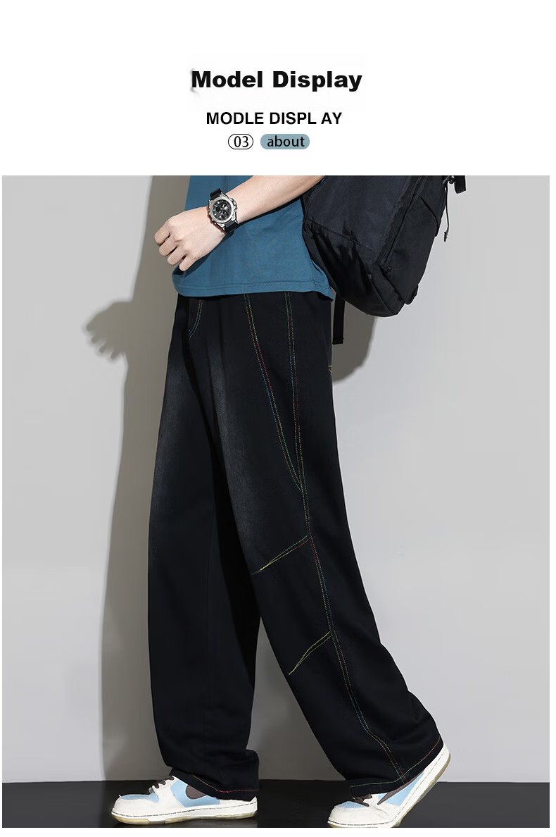 SWAMP AREA Lyocell Tencel Denim Jeans Men Summer Straight Loose Ice Silk Wide Leg Casual Pants K652 Black L 6