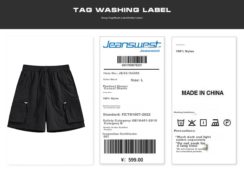 Jeanswest Men's Summer Shorts 2026 New American Style Functional Cargo Loose Fit Large Size Mid-Length Pants 22