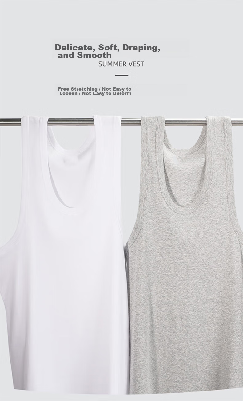 Yuzhaolin Men's Pure Cotton Vest Sleeveless Sports Tank Top Youth All Cotton White Undershirt Spring Summer 4