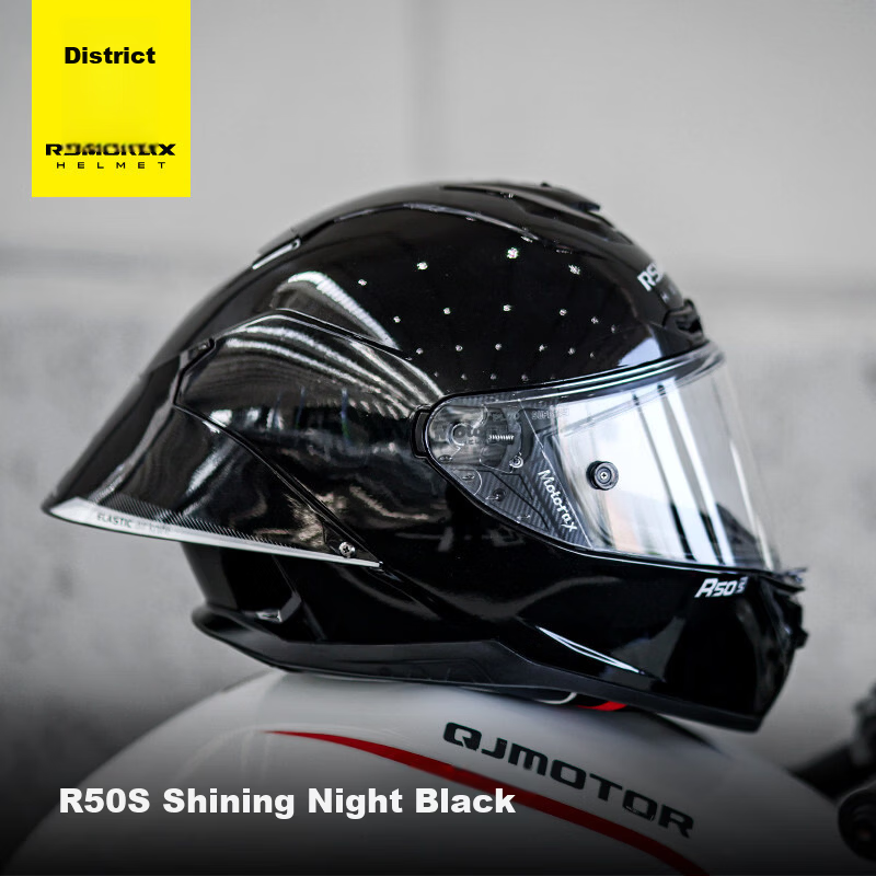 MOTORAX R50SPRO Motorcycle Helmet Unisex Four Seasons Full Face Helmet with Large Rear Wing Street Helmet Yao Ye Black M