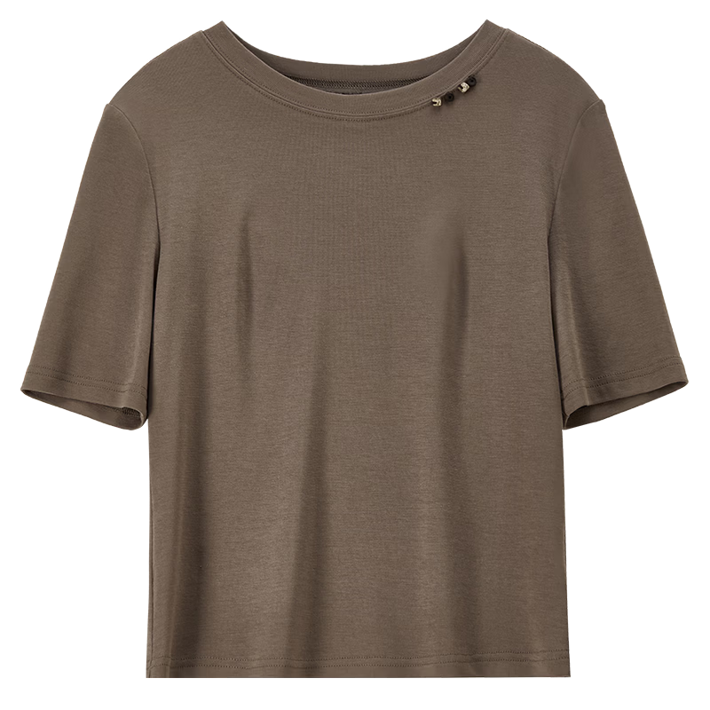 Shangdu Bilala Laicell Simple Korean Style Women's Summer Small Round Neck Stretch Knit Short Sleeve Elegant Top