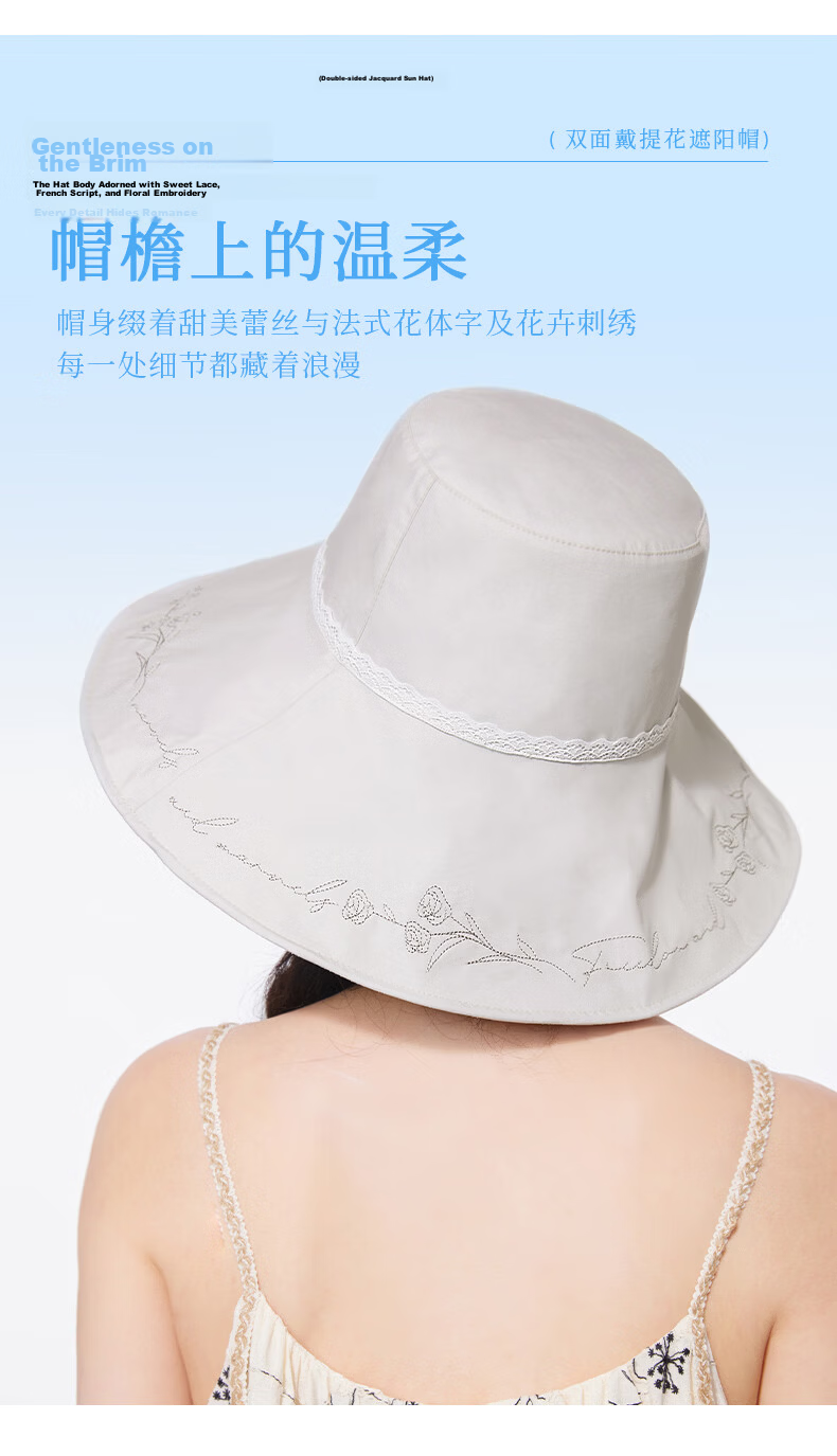 CACUSS Large Brim Sun Hat Women Summer Outdoor Cotton Embroidered Reversible Bucket Hat Pink 4