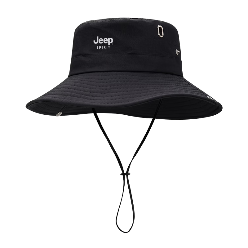 JEEP SPIRIT Men's Fisherman Hat Sunshade Cap 2026 Summer New Fishing Mountaineering Sun Protection Hat YF2287 Black