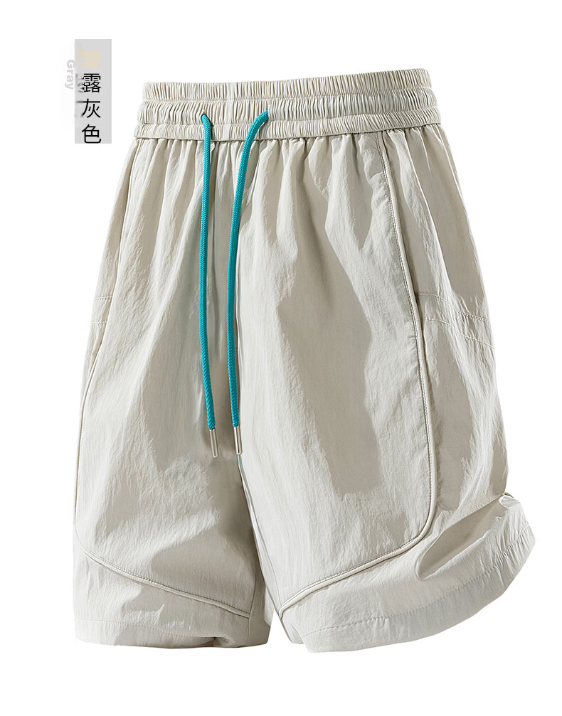 :CHOCOOLATE IT Quick-Dry Men's Summer Ice Silk American Style Loose Casual Thin Five-Point Shorts Dark Night Black M 18