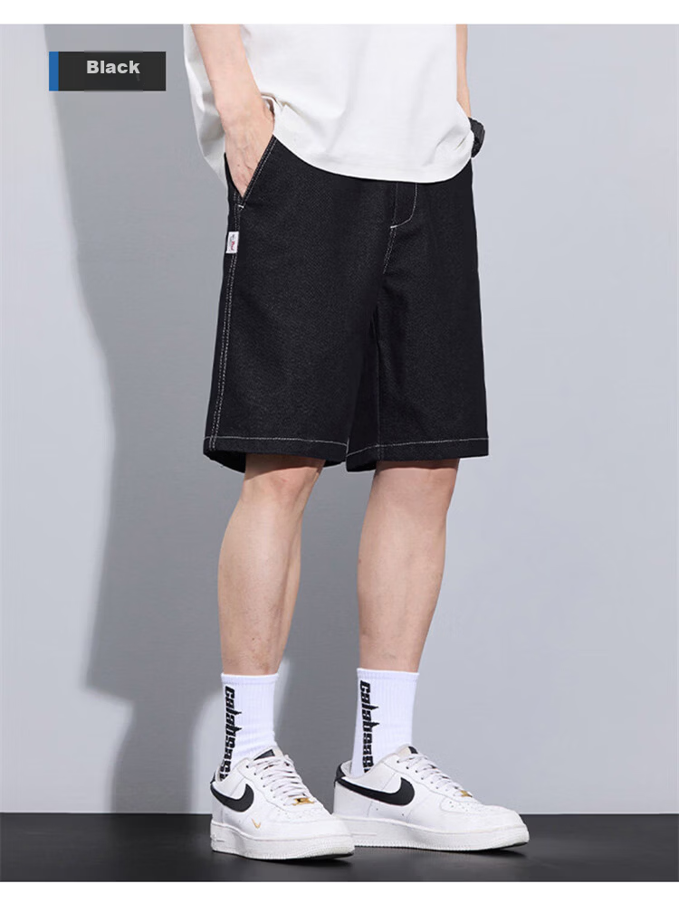 JEEP SPIRIT Men's Blue Denim Shorts Summer Straight Loose American Style Casual Five-Point Pants Size 36 14