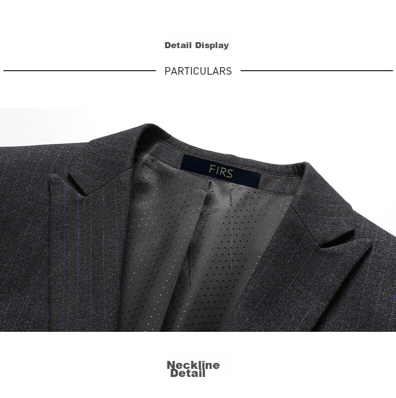 Shanshan Men's Slim Fit Business Formal Suit Set Striped Casual Groom Wedding Attire 9