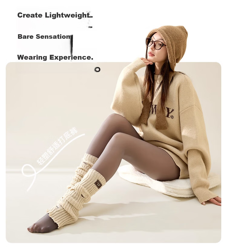Langsha Sheer Faux Skin Tights for Women Spring Autumn Thin Velvet Black Stockings Outerwear Warm High Waist Tummy Control Butt Lift Sheer Plus Size Pantyhose 1