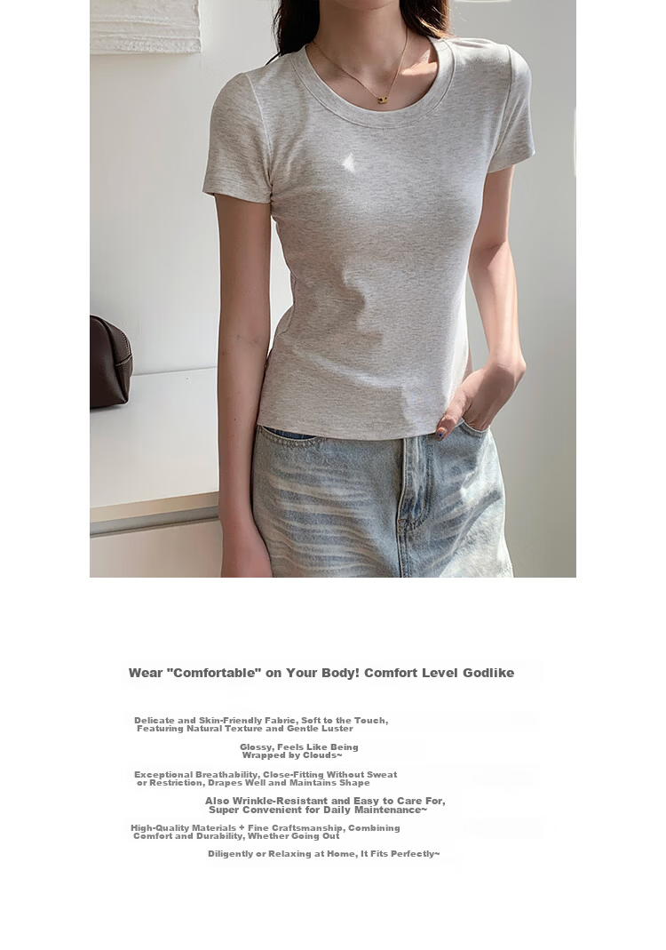 Herbal Original Color Women's T-Shirt Short Sleeve Pure Cotton White Loose Fit Basic Black Breathable Top 2026 New Summer Round Neck Korean Style 7