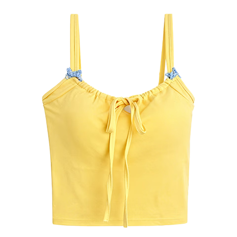 9i9 Strap Sunshine Tie Vest Pure Desire Slim Fit Sexy Sweet Sleeveless Top Yellow S45