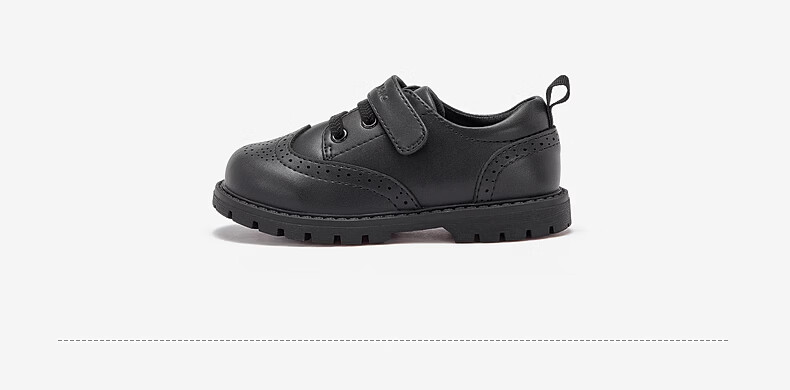 DAVE & BELLA Children's Academy Gentleman Style Leather Shoes Boys Autumn Non-slip Black Shoes for Older Kids 5