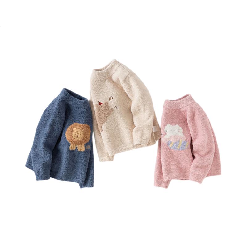 DAVE & BELLA Children's Chenille Sweater Unisex Winter Pullover Knitwear for Babies