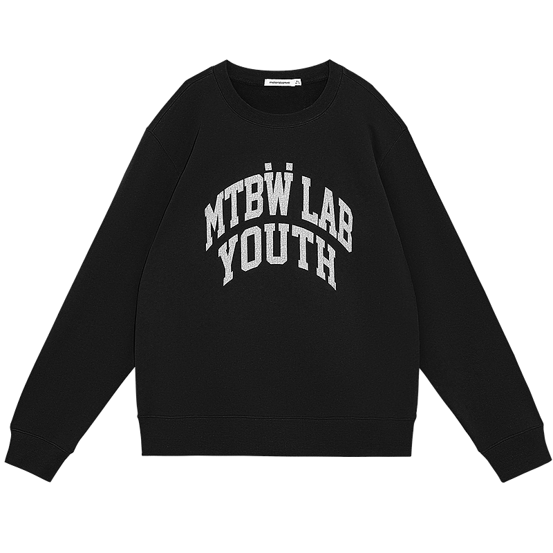 Metersbonwe Men's Hoodie 2026 Spring New Casual Letter Print Long Sleeve Top Ink Black L175/96A