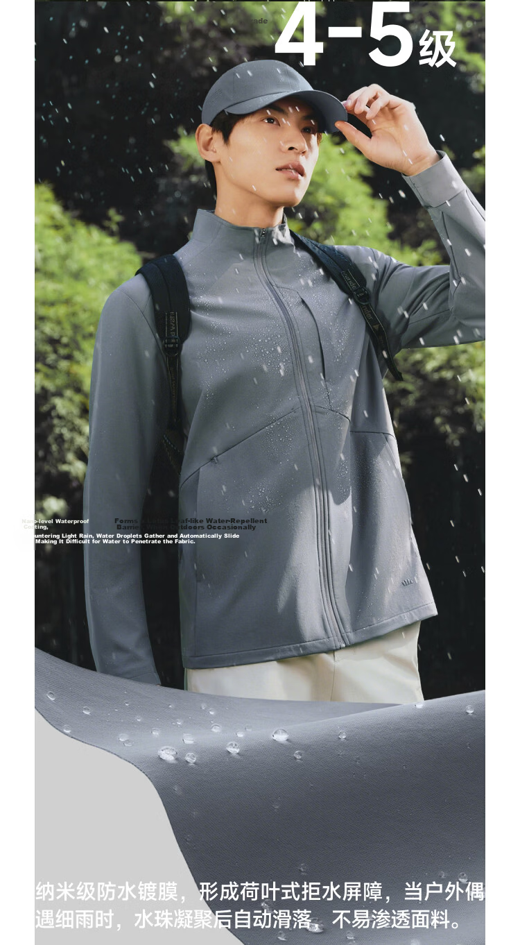 Beneunder Men's Softshell Jacket Windproof Water-Repellent Outdoor High Elastic Hydrogen Shell ST006 Ink Gray S 10