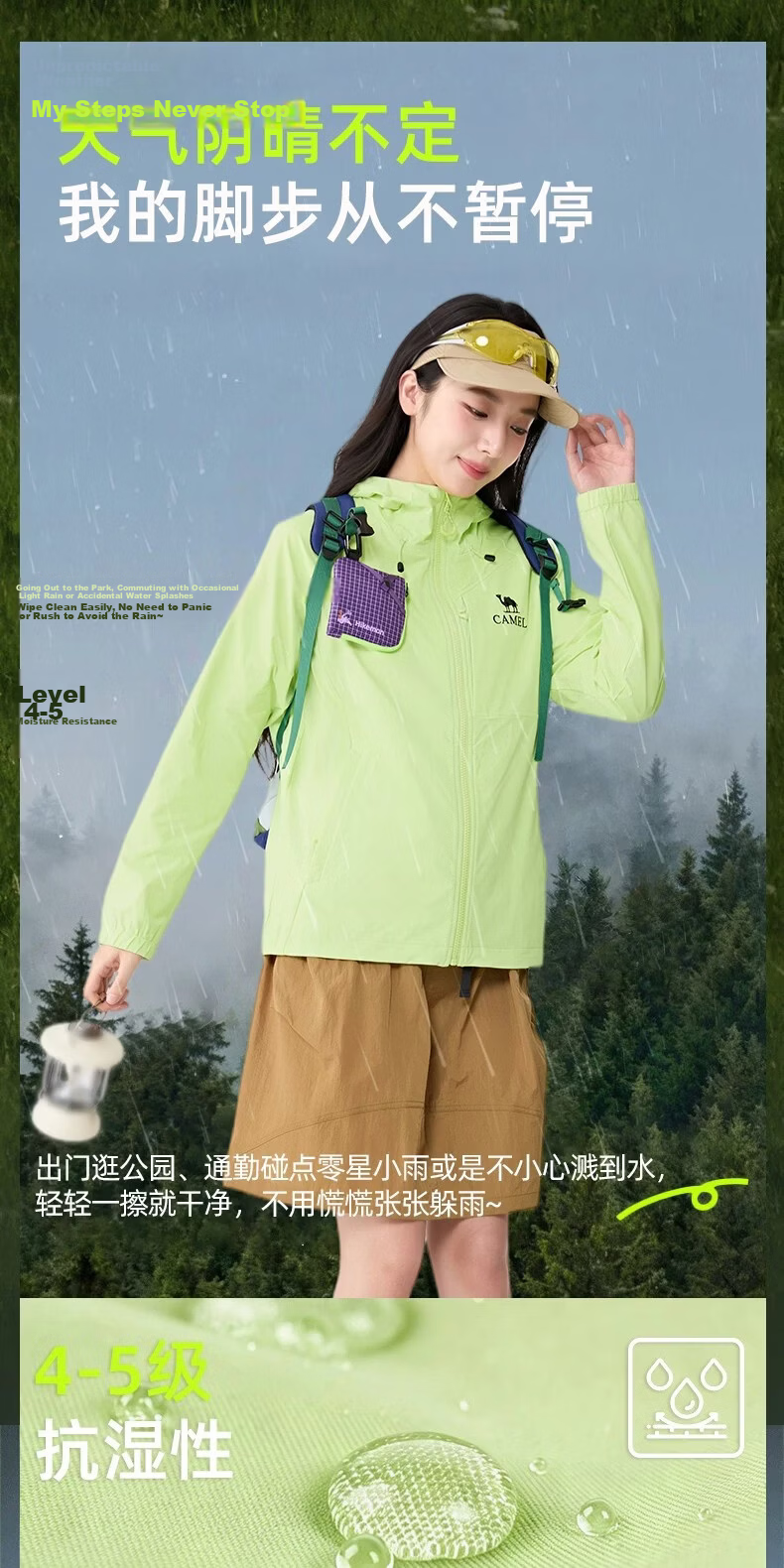 Camel Lingfeng [Dilireba Same Style] Women's Softshell Jacket 2026 Spring Summer Casual Hooded Commuter Water-Repellent Coat for Men 5