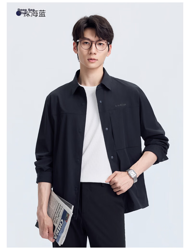 Goldlion [Shirt Jacket] 26 Spring Summer Men's Lightweight Outdoor Stretch Sun Protection Casual Jacket Smoke Gray L 17