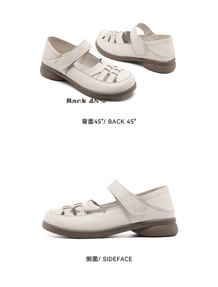 Red Dragonfly Mary Jane Women's Summer Cowhide Roman Sandals Two-Way Soft Sole Casual Mom Shoes WTB267372 Off-White Size 40 9