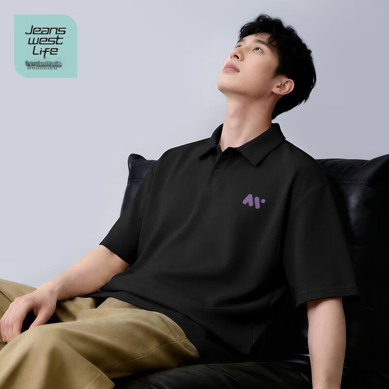 JEANSWEST LIFE Men's Summer Waffle Short Sleeve Polo Shirt Loose Fit Drop Shoulder Slim Fit Father's Day Gift 12
