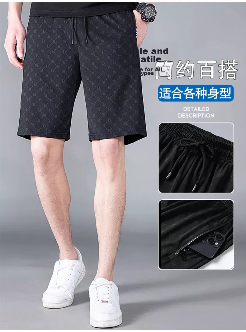 Playboy Ice Silk Casual Shorts Men's Summer Thin Loose Sports New High-End Business Breathable Five-Point Mid-Length Pants 7