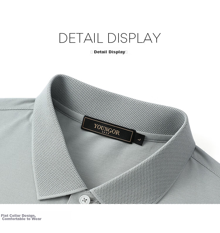 Youngor Cool Feeling Spring Summer New Men's Short Sleeve Casual Solid Color Polo Shirt Gray VSJD533105DCA M 24