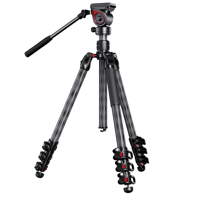 Milibo MUFB-BK Carbon Fiber Tripod, Lightweight DSLR Photography And Videography Dual-Use Portable Tripod, Center Column Inverted, with Hydraulic Ball Head