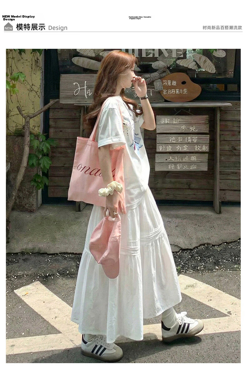 Langsha White Women's Summer A-Line Puff Cake Skirt High Waist Slimming Soft Elegant Long Skirt 2026 New Model 7