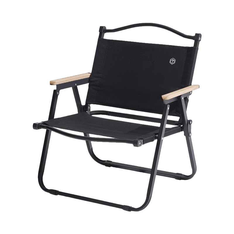 JD Original Outdoor Folding Chair, Kmit Chair, Portable Camping Chair, Beach Chair, Fishing Chair, Folding Stool, Medium Size, Black