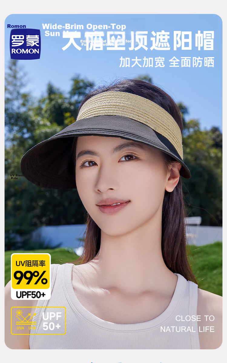 Romon Women's Sun Protection Hat UV Protection Wide Brim Face Cover Cycling Outdoor Open Top Sun Hat 1