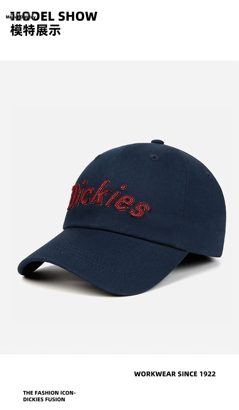 Dickies Vintage Baseball Cap Men's Soft Top Trendy Slim Face Duckbill Hat Women's American Casual Couple Hat Navy Blue 5