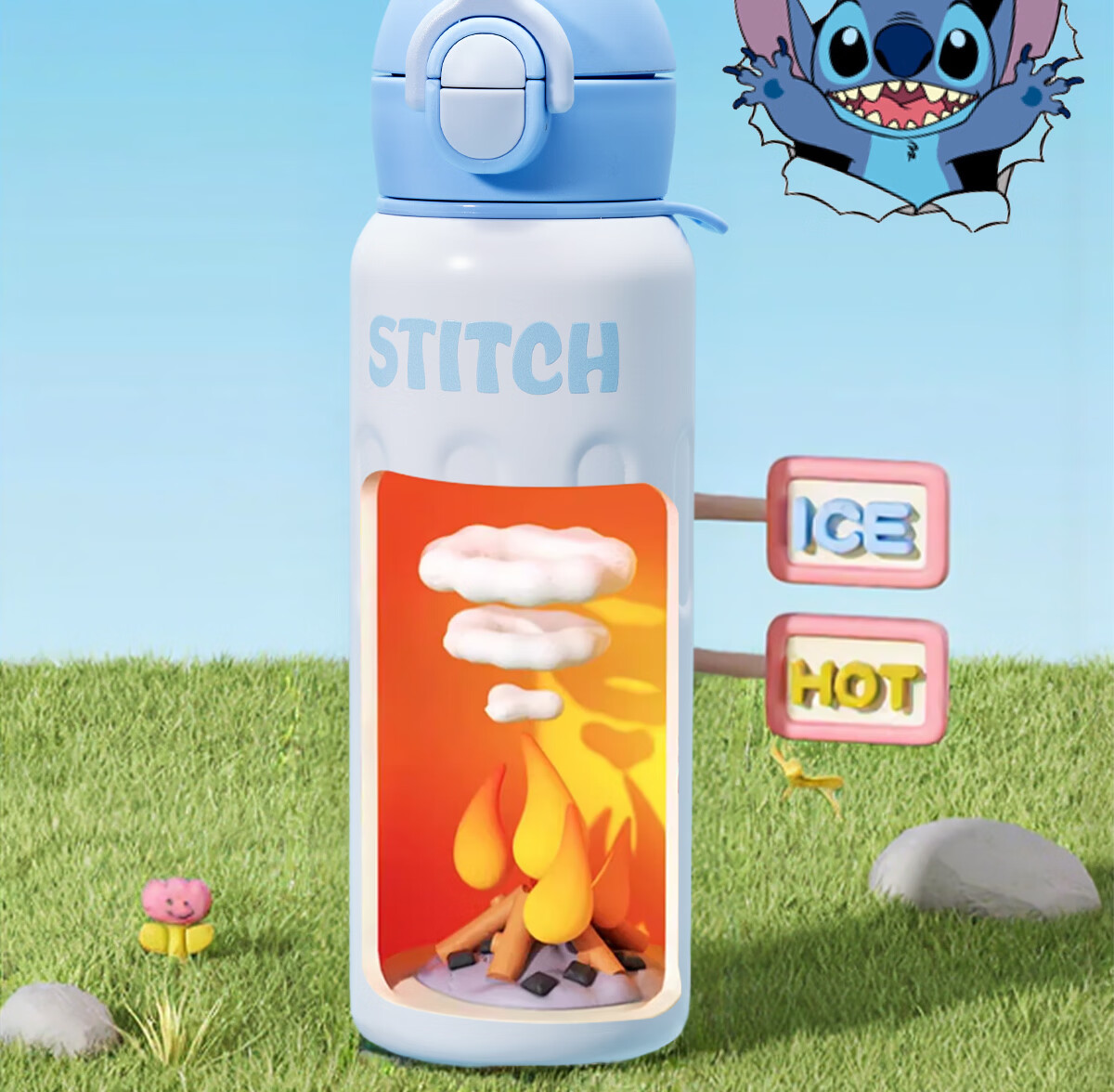 Disney Insulated Kids Dual-Use 316 Stainless Steel Large Capacity Water Bottle with Straw Portable Drinking Cup Green 10